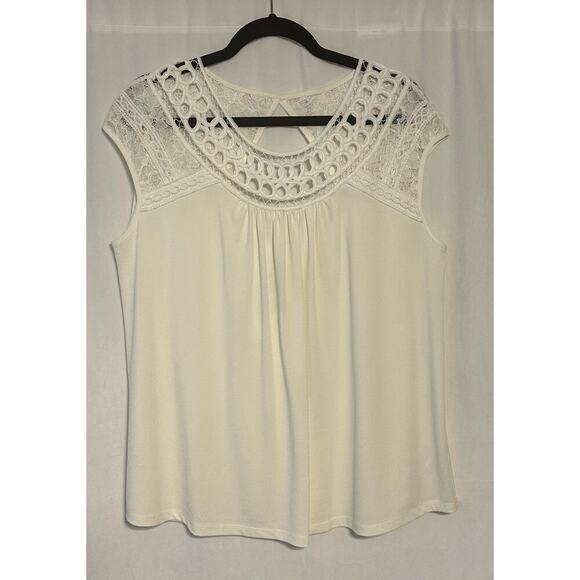 Maurice’s Tops - Maurices Tunic Lace Top White Sleeveless Sheer 100% Rayon Women's Size 1